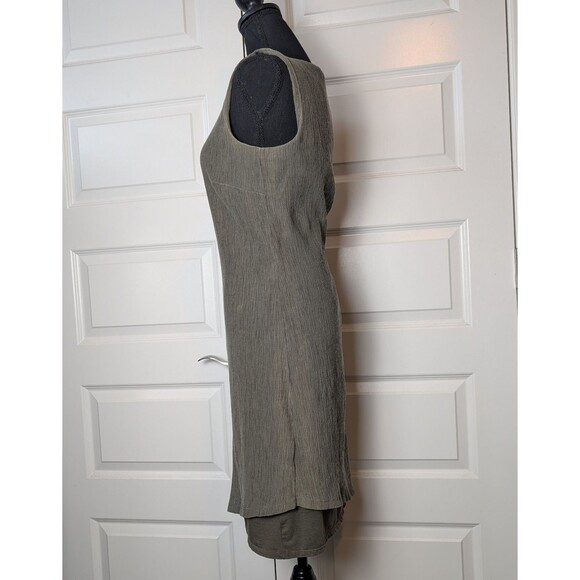 J Jill Pure Jill Size S Dress Sleeveless Asymmetric Textured Tencel Olive Green - Picture 5 of 12